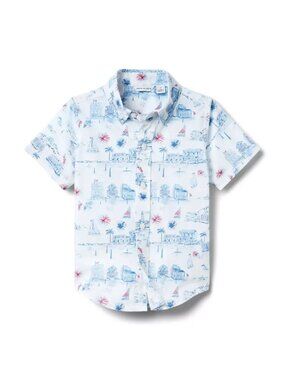 Janie and Jack Boys Americana Toile Collared Shirt, Size 6